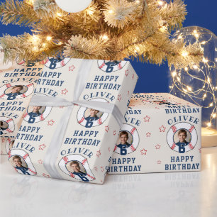 Personalised Baseball Ball Birthday Photo Wrapping Paper