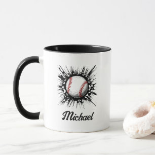 Personalised Baseball Ball Breaking Through Wall Mug