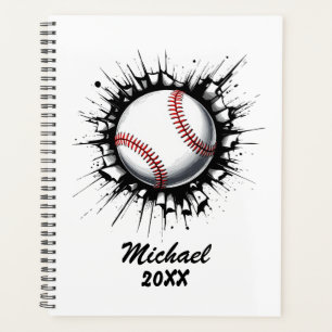 Personalised Baseball Ball Breaking Through Wall Planner
