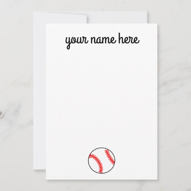 Personalised Baseball Ball Notecards (Front)