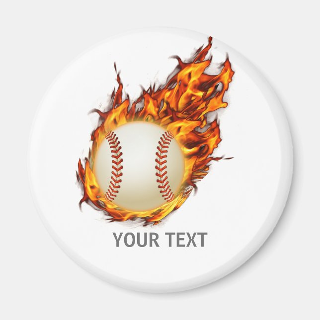 Personalised Baseball Ball on Fire Magnet (Front)