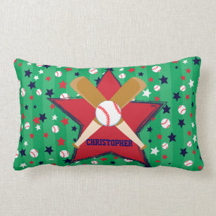 Personalised Baseball bats ball and stars Lumbar Cushion