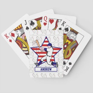 Personalised Baseball batter Star and stripes Playing Cards