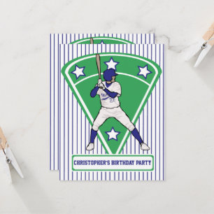 Personalised Baseball Batter Star Blue Invitation