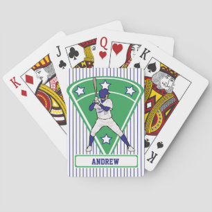 Personalised Baseball Batter Star Blue Playing Cards
