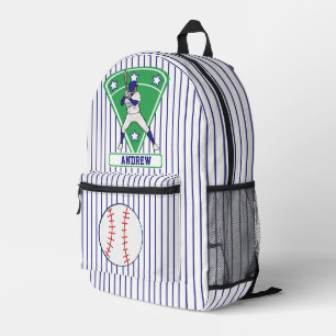 Personalised Baseball Batter Star blue Printed Backpack