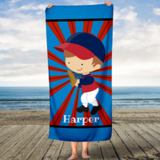 Personalised baseball Catcher Boys Kids Bath Towel