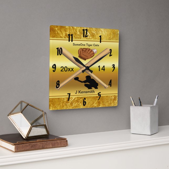 Personalised Baseball Champions League design Square Wall Clock (Office)