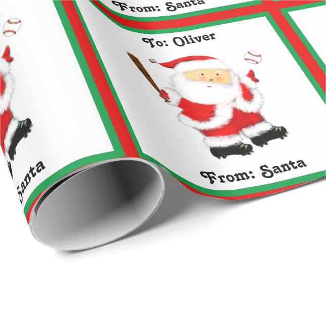 Personalised Baseball Christmas Wrapping Paper (Roll Corner)