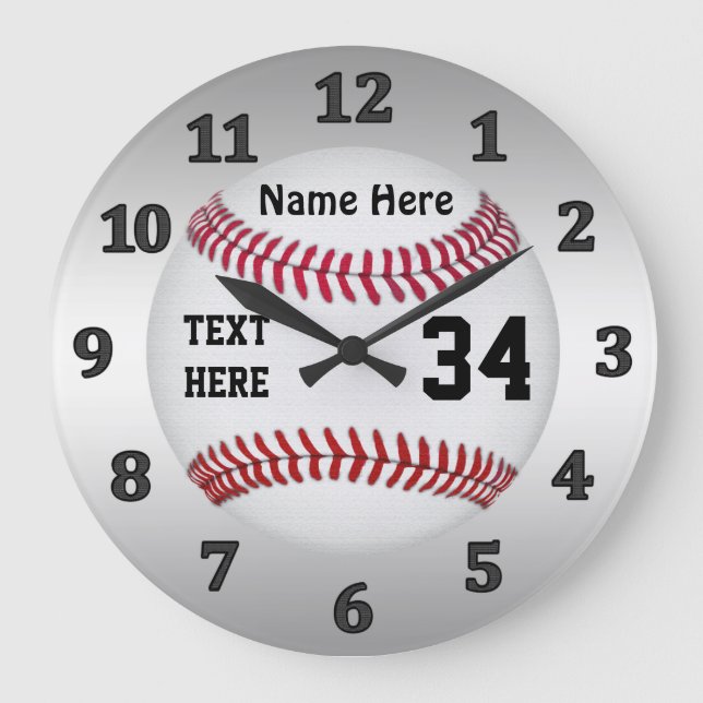Personalised Baseball Clocks with NAME and NUMBER (Front)