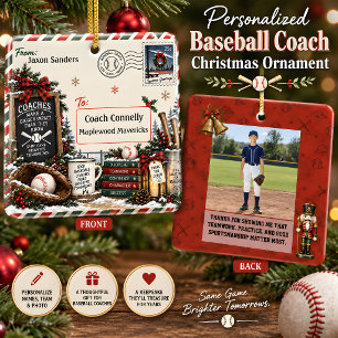 Personalised Baseball Coach Christmas Postcard Ceramic Ornament