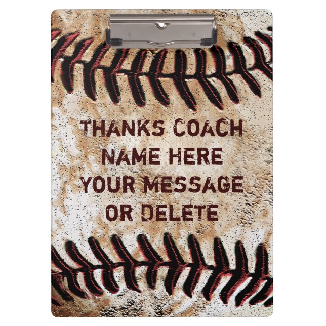 Personalised Baseball Coach Clipboard Cool Vintage (Front)