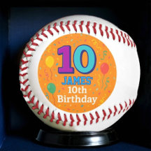 Personalised Baseball, Custom Name & 10th Birthday