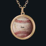 Personalised Baseball Fan Women's Necklace<br><div class="desc">A wonderful gift for a team mum or baseball's biggest female fan.  Gold finish and printed image and custom text. You can even upload your own photo in place of this weathered baseball image. 

Original baseball photo by Becky Nimoy</div>