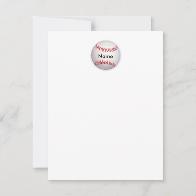 Personalised Baseball Flat Note Card (Front)