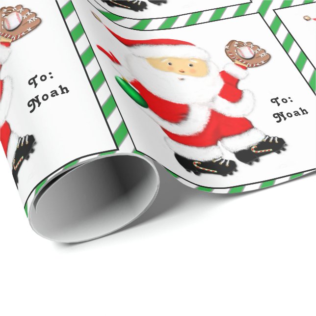 Personalised Baseball Holiday Gift Wrapping Paper (Roll Corner)