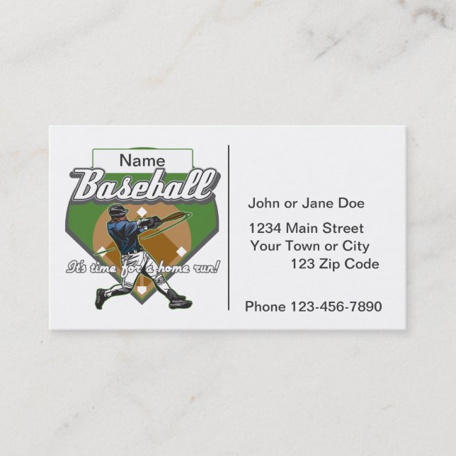 Personalised Baseball Home Run Business Card (Front)