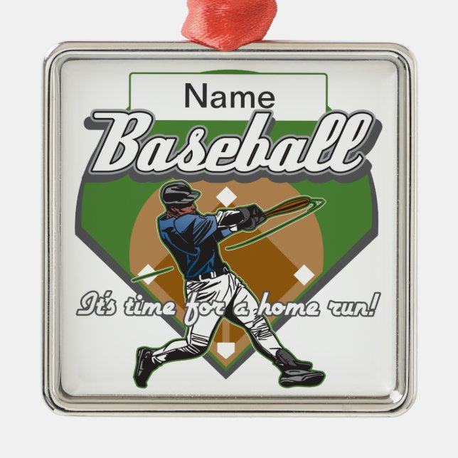 Personalised Baseball Home Run Metal Tree Decoration (Front)