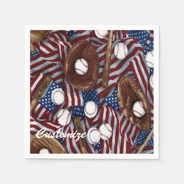 Personalised Baseball In The USA Napkins (Front)