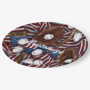 Personalised Baseball In The USA Paper Plate