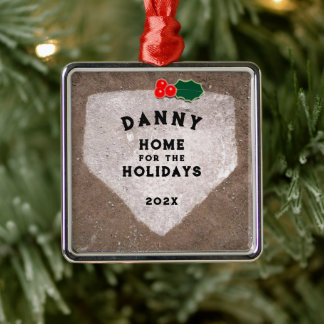 Personalised Baseball Keepsake Metal Tree Decoration