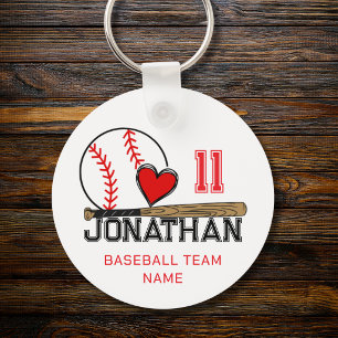 Personalised Baseball Keychain   Custom Name  Gift