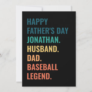 Personalised Baseball Legend Dad Father's Day Holiday Card