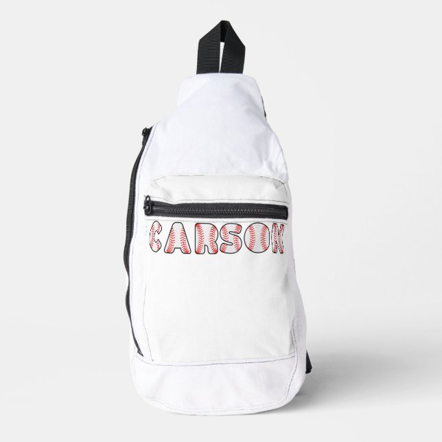 Personalised Baseball Letters Name Sling Bag (Front)