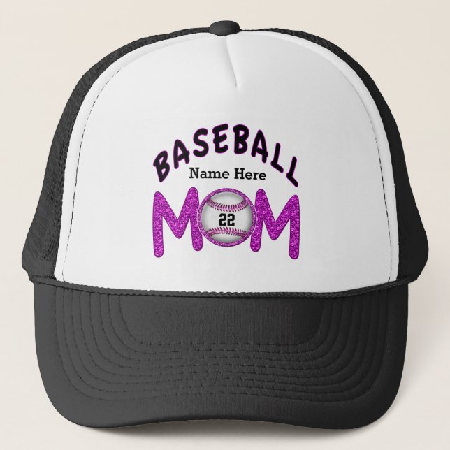 Personalised Baseball Mum Hats NUMBER and NAME (Front)