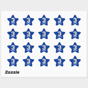 Personalised Baseball Number 3 Star Sticker