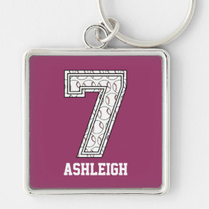 Personalised Baseball Number 7 Key Ring