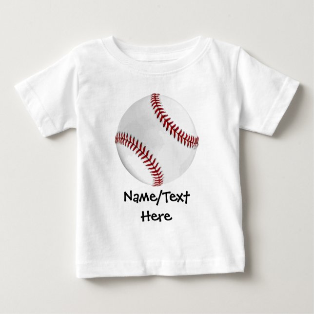 Personalised Baseball on Green Kids Boys Baby T-Shirt (Front)
