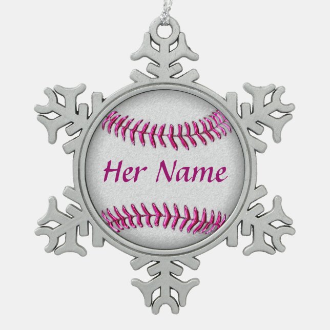 Personalised Baseball Ornaments with Her NAME (Front)
