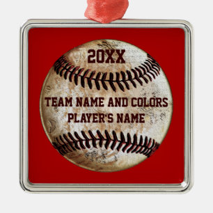 Personalised Baseball Ornaments, Your Colours, Tex Metal Tree Decoration