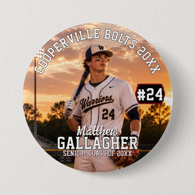 Personalised Baseball Photo Button (Front)