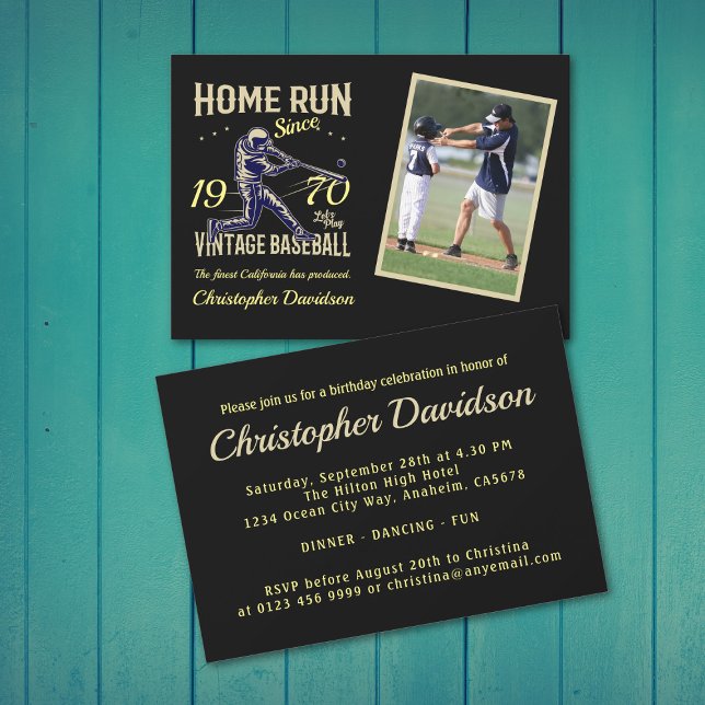 Personalised Baseball Photo Year Name Birthday Invitation (Creator Uploaded)