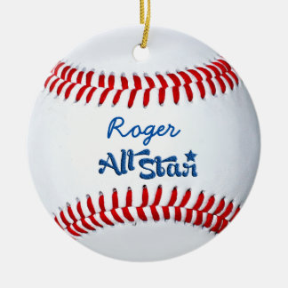 Personalised Baseball Player Gift Ceramic Tree Decoration