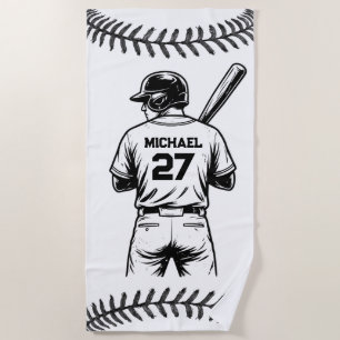 Personalised Baseball Player Name Number Pool &    Beach Towel