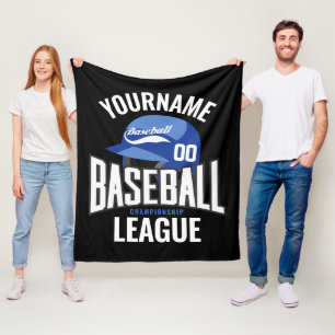 Personalised Baseball Player NAME Team Champ Club  Fleece Blanket