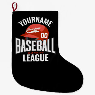 Personalised Baseball Player NAME Team Champ Club Large Christmas Stocking