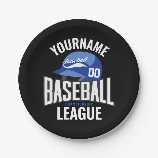 Personalised Baseball Player NAME Team Champ Club  Paper Plate (Front)
