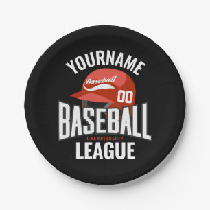 Personalised Baseball Player NAME Team Champ Club Paper Plate