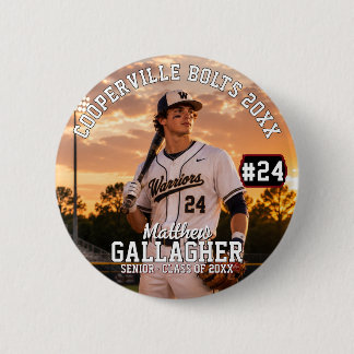 Personalised Baseball Player Photo 6 Cm Round Badge