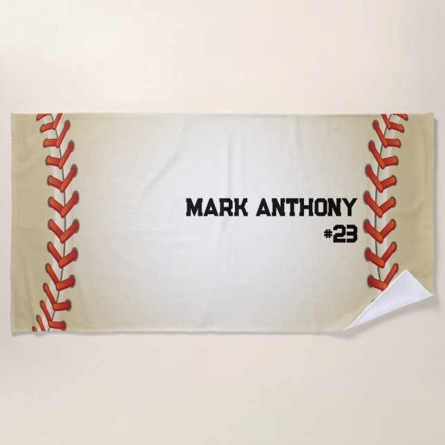 Personalised Baseball / Softball Beach Towel (Front)