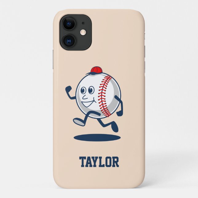 Personalised Baseball Softball Cute Cartoon Name Case-Mate iPhone Case (Back)