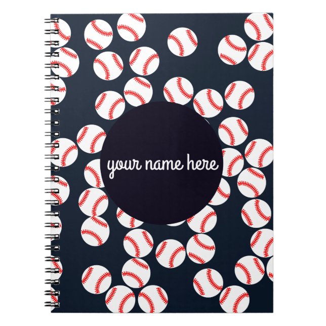 Personalised Baseball Spiral Notebook (Front)
