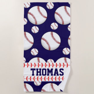 Personalised Baseball Sports Summer Beach Towel