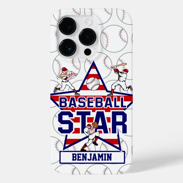 Personalised Baseball Star and Stripes Case-Mate iPhone Case (Back)