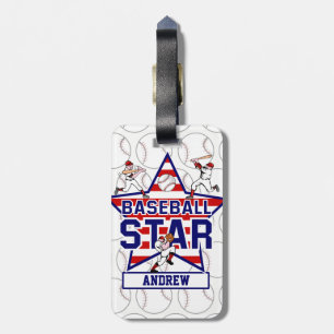 Personalised Baseball Star and stripes Luggage Tag