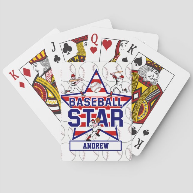Personalised Baseball Star and stripes Playing Cards (Back)